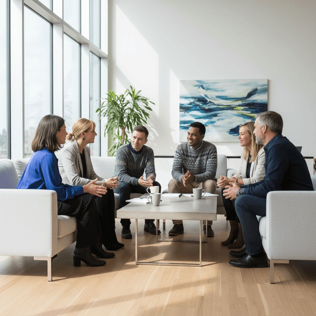 Participants engaging in healthy communication exercises