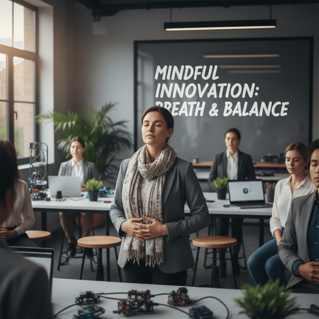 Participant learning stress management techniques in group setting